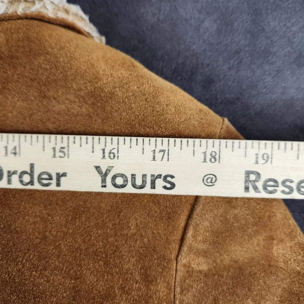 Vintage Grais Coat Mens 40 Brown Sueded Cowhide Leather Western Sherpa Lined 70s